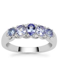 Tanzanite Ring with White Zircon in Sterling Silver 1.10cts