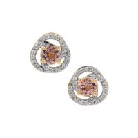 Lotus Tourmaline Earrings with White Zircon in 9K Gold 1.05cts