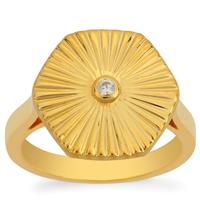 White Zircon Ring in Gold Plated Sterling Silver 0.05ct