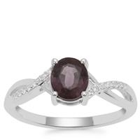 Burmese Spinel Ring with White Zircon in Sterling Silver 1.29cts