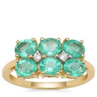 Malysheva Emerald Ring with White Zircon in 9K Gold 2.10cts