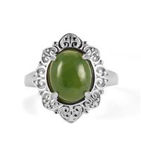 Nephrite Jade Ring  in Sterling Silver 4.14cts