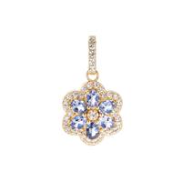 Cobalt Blue SpinelPendant with White Zircon in 9K Gold 1.62cts