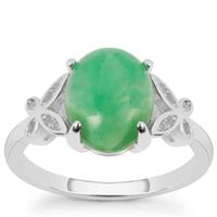 Chrysoprase Ring with White Topaz in Sterling Silver 2.10cts