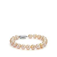 Golden South Sea Cultured Pearl Bracelet in Sterling Silver (10 x 8mm)