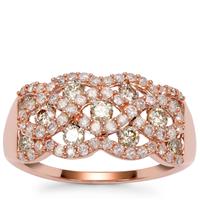 White Diamonds Ring with Natural Pink Diamonds in 9K Rose Gold 1.01cts