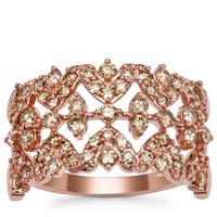 Champagne Argyle Diamond Ring in 9K Rose Gold 1cts