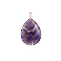 Banded Amethyst Pendant in Rose Tone Sterling Silver 67.40cts