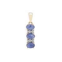 Burmese Blue Sapphire Pendant with White Zircon in 9K Gold 2.10cts