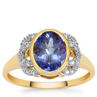 AA Tanzanite Ring with White Zircon in 9K Gold 2.10cts
