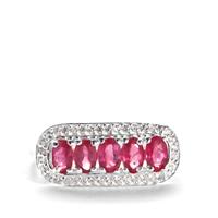 Montepuez Ruby Ring with White Zircon in Sterling Silver 1.61cts