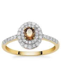 Cape Champagne Diamond Ring with White Diamonds in 9K Gold 0.75ct