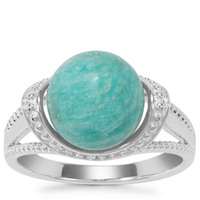 Amazonite Ring with White Zircon in Sterling Silver 6.84cts