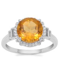 Burmese Amber Ring with White Zircon in Sterling Silver 1.25cts