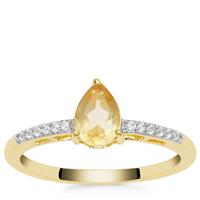 Diamantina Citrine Ring with White Zircon in Gold Plated Sterling Silver 0.90ct