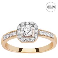 9K Gold Ring with De Beers Code of Origin Diamond & White Diamonds 0.51ct