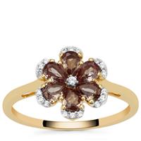 Bekily Colour Change Garnet Ring with White Zircon in 9K Gold 1.10cts