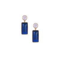 Lapis Lazuli Earrings with Mother of Pearl in Gold Tone Sterling Silver