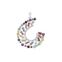 Multi Colour Gemstones Pendant in Sterling Silver 4.20cts