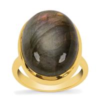 Purple Labradorite Ring in Gold Plated Sterling Silver 16.50cts