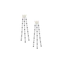 Optic Quartz, Black Spinel & White Zircon Sterling Silver Couture Earrings ATGW 6.14cts