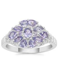 Tanzanite Ring with White Zircon in Sterling Silver 1.24cts