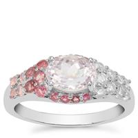 Minas Gerais Kunzite, Pink Tourmaline Ring with White Zircon in Sterling Silver 2.45cts