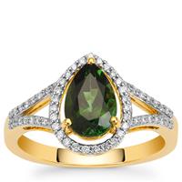 Congo Green Tourmaline Ring with Diamond in 18K Gold 1.80cts