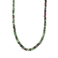 Ruby-Zoisite Bead Necklace in Sterling Silver 57cts