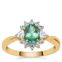 Botli Apatite Ring with White Zircon in 9K Gold 1.40cts