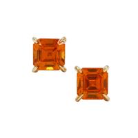 Asscher Cut Songea Orange Sapphire Earrings in 9K Gold 0.95ct