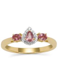 Padparadscha Sapphire Ring with White Zircon in 9K Gold 0.60ct