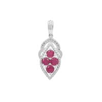 John Saul Ruby Pendant with White Zircon in Sterling Silver 1.55cts