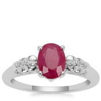Kenyan Ruby Ring with White Zircon in Sterling Silver 1.70cts
