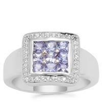 Tanzanite Ring with White Zircon in Sterling Silver 1.12cts