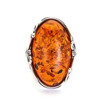 Baltic Cognac Amber Ring in Sterling Silver (24x14mm)