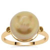 Golden South Sea Cultured Pearl Ring with Rio Golden Citrine in 9K Gold (12mm)