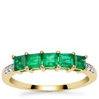 Panjshir Emerald Ring with White Zircon in 9K Gold 0.90ct
