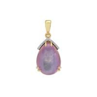 Purple Moonstone Pendant with White Zircon in 9K Gold 9.30cts