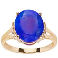 Ethiopian Paradise Blue Opal Ring with White Zircon in 9K Gold 2.98cts