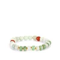 Type A Multi-Colour Burmese Jadeite Stretchable Bracelet in Gold To Sterling Silver 65cts