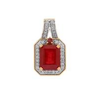 Malagasy Ruby Pendant with White Zircon in 9K Gold 5.40cts (F)