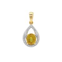 Bang Kacha Yellow Sapphire Pendant with White Zircon in 9K Gold 1.65cts