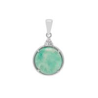 Gem-Jelly™ Aquaprase™ Pendant with White Zircon in Platinum Plated Sterling Silver 9.30cts