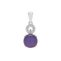 Purple Moonstone Pendant with White Zircon in Sterling Silver 4.15cts