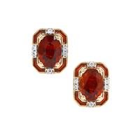 Madeira Citrine Earrings with White Zircon in 9K Gold 1.55cts