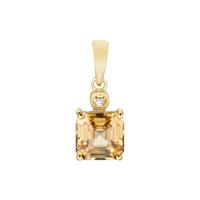 Asscher Cut Kaduna Canary and White Zircon Pendant in 9K Gold 3.89cts