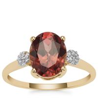 Umba Valley Red Zircon Ring with White Zircon in 9K Gold 4.05cts