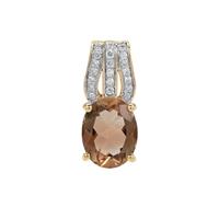 Teal Oregon Sunstone Pendant with Diamond in 18K Gold 1.80cts