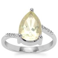 Chartreuse Sanidine Ring with White Topaz in Sterling Silver 2.55cts